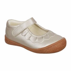 NEW IN BOX Girls Metallic Ivory Mary Jane Shoe with Brown Sole